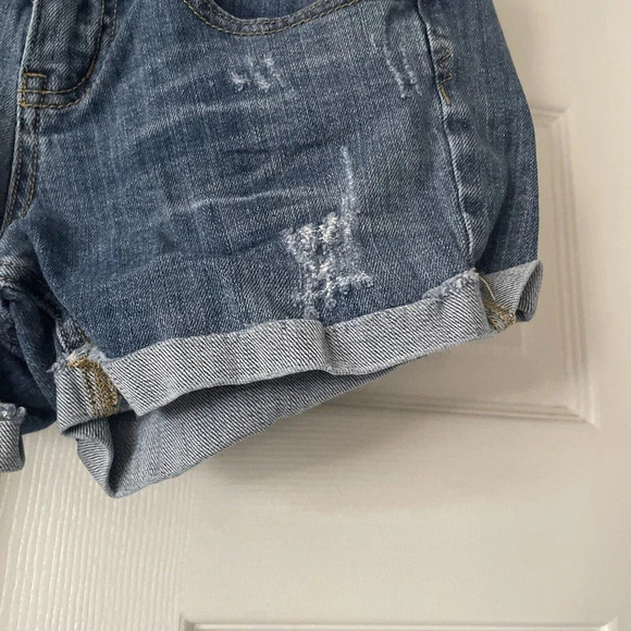 Mossimo Jr Womens Denim Shorts Size 9 Pockets Cuffed Beach Stretch Distressed - Picture 4 of 10